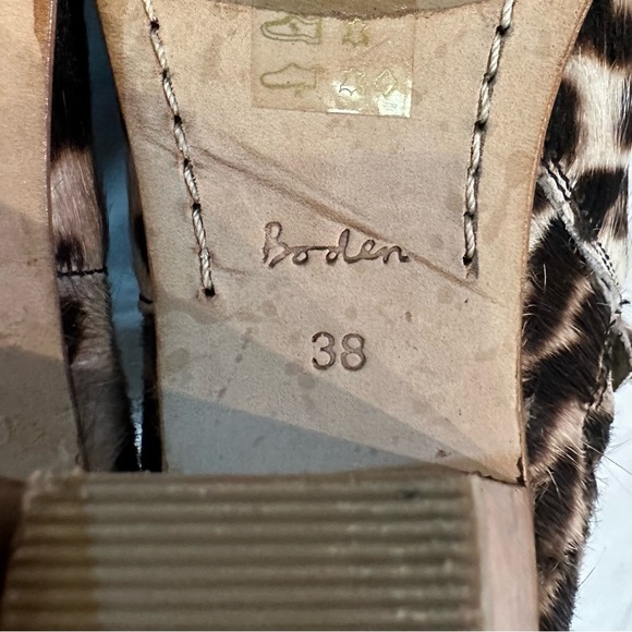 BODEN Calf Hair Ankle Booties Boot Leopard Animal Print Stacked Heel US 7.5 - Picture 7 of 11